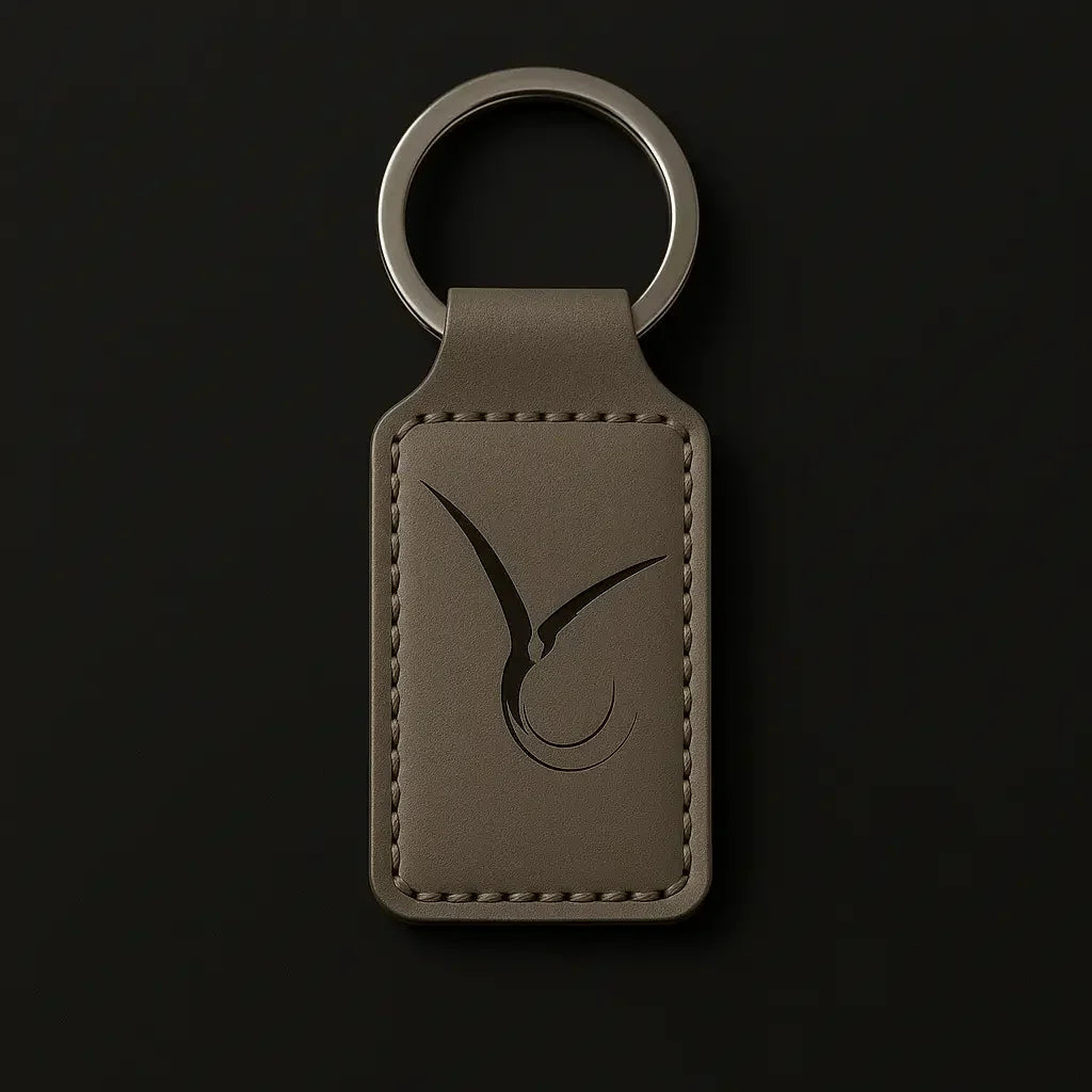 Gray Leather Rectangle Keychain customize laser engraving