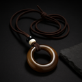 Handcrafted Natural Stone Circle Pendant Necklace Boho Minimalist Jewelry