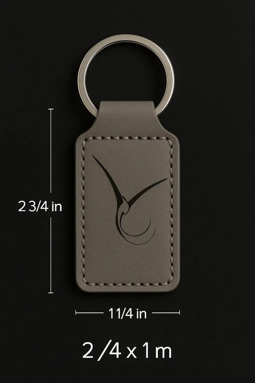 Gray Leather Rectangle Keychain customize laser engraving