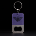 Blue Leather Keychain with Bottle opener customize laser engraving