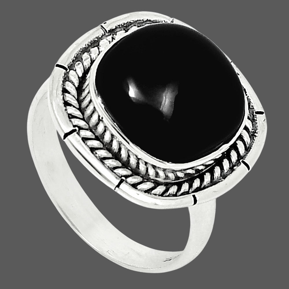 Premium Quality Black Onyx - Brazil Ring size-8 R-1728 23-ER10354