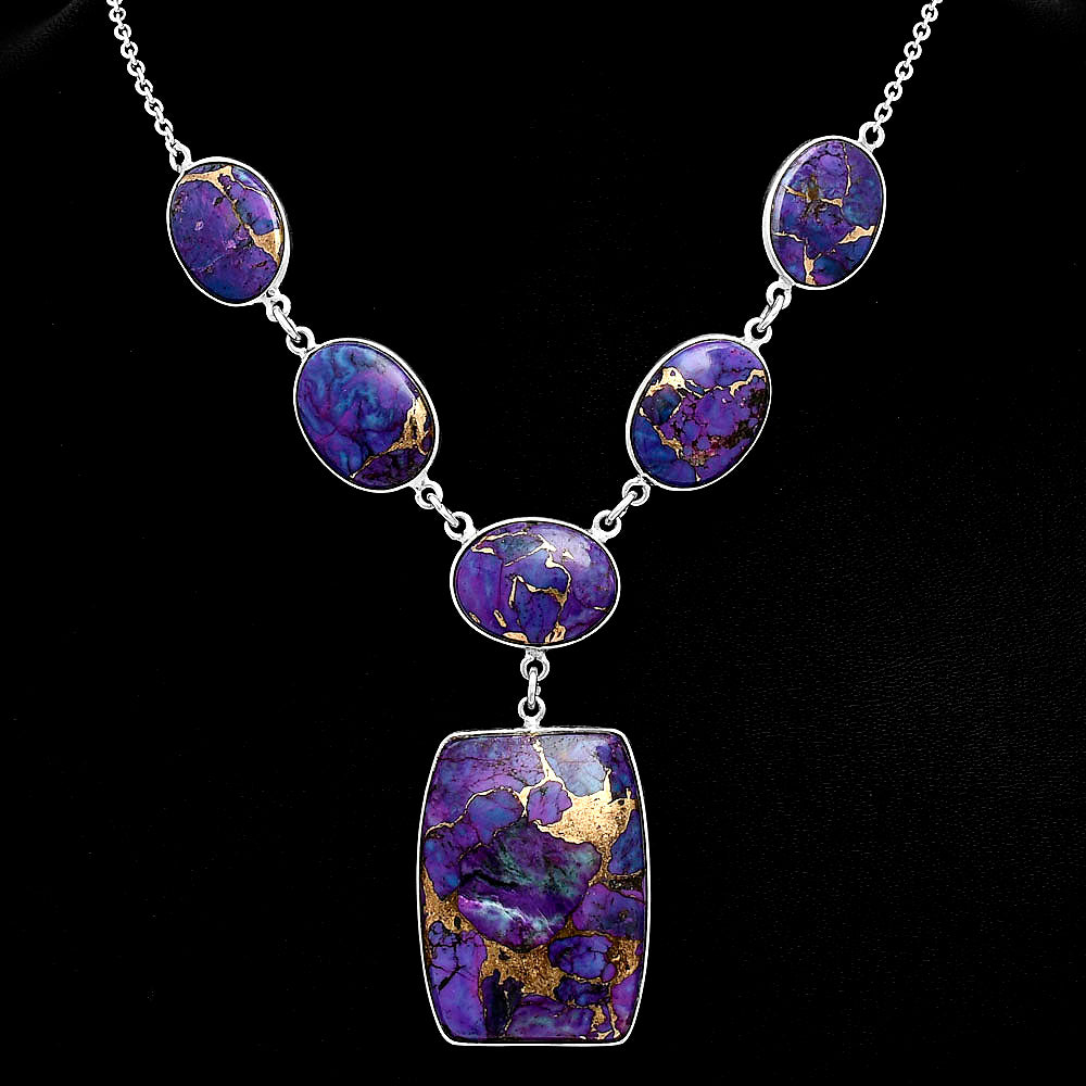 Premium Quality Copper Purple Turquoise - Arizona Necklace N-1013 31-EN10094