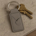 Gray Leather Rectangle Keychain customize laser engraving