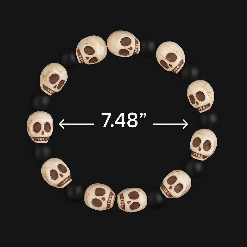 Handmade Halloween Skull stone Bead Bracelet