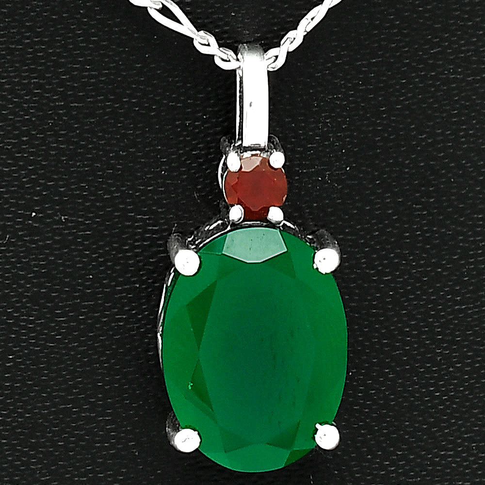 925 Silver Oval Natural Double Gemstone Pendant Handmade Fine Jewelry DGP1020 P-1113