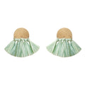 Sea Green Raffia Fan Earrings