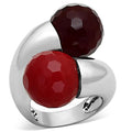 LOA903 - Anillo de latón rodiado con cristal sintético multicolor