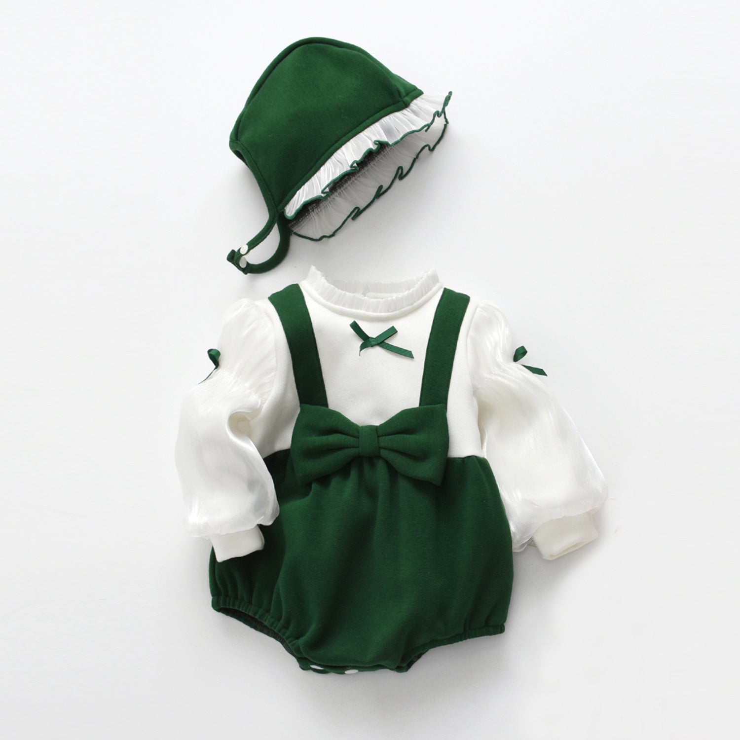 Baby False Pieces Design Bow Patched Design Long Sleeve bodysuit